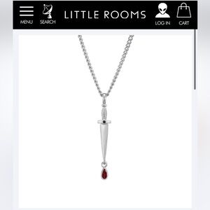 Silver Dagger Necklace with Red /Orange Accent Little Rooms
